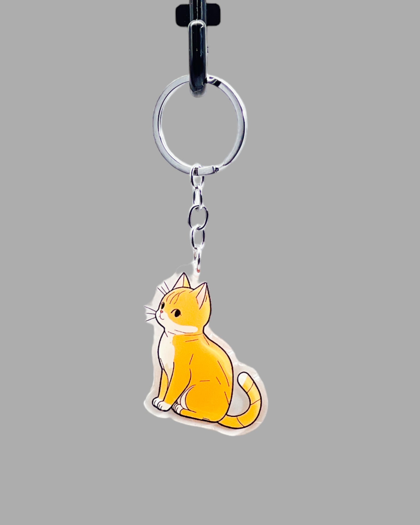 Orange Tabby Cat Acrylic keychain, Cute kawaii memorial ornament, pet portrait charm gift backpack fob, dad car décor, first day of school gift