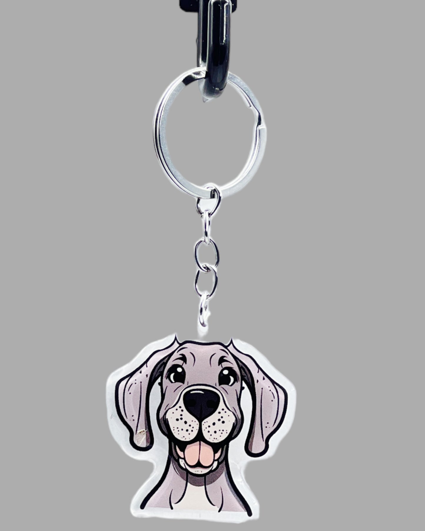 Great Dane Dog Acrylic keychain, Cute kawaii memorial ornament, pet portrait charm gift, backpack photo fob, dad car décor, dog mom gift