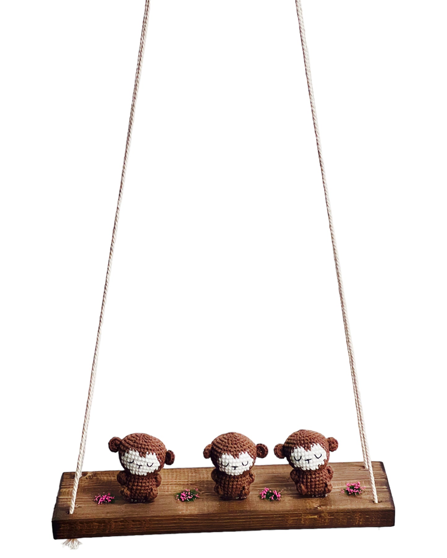 Monkeys on a swing  Hanging Wall Shelf