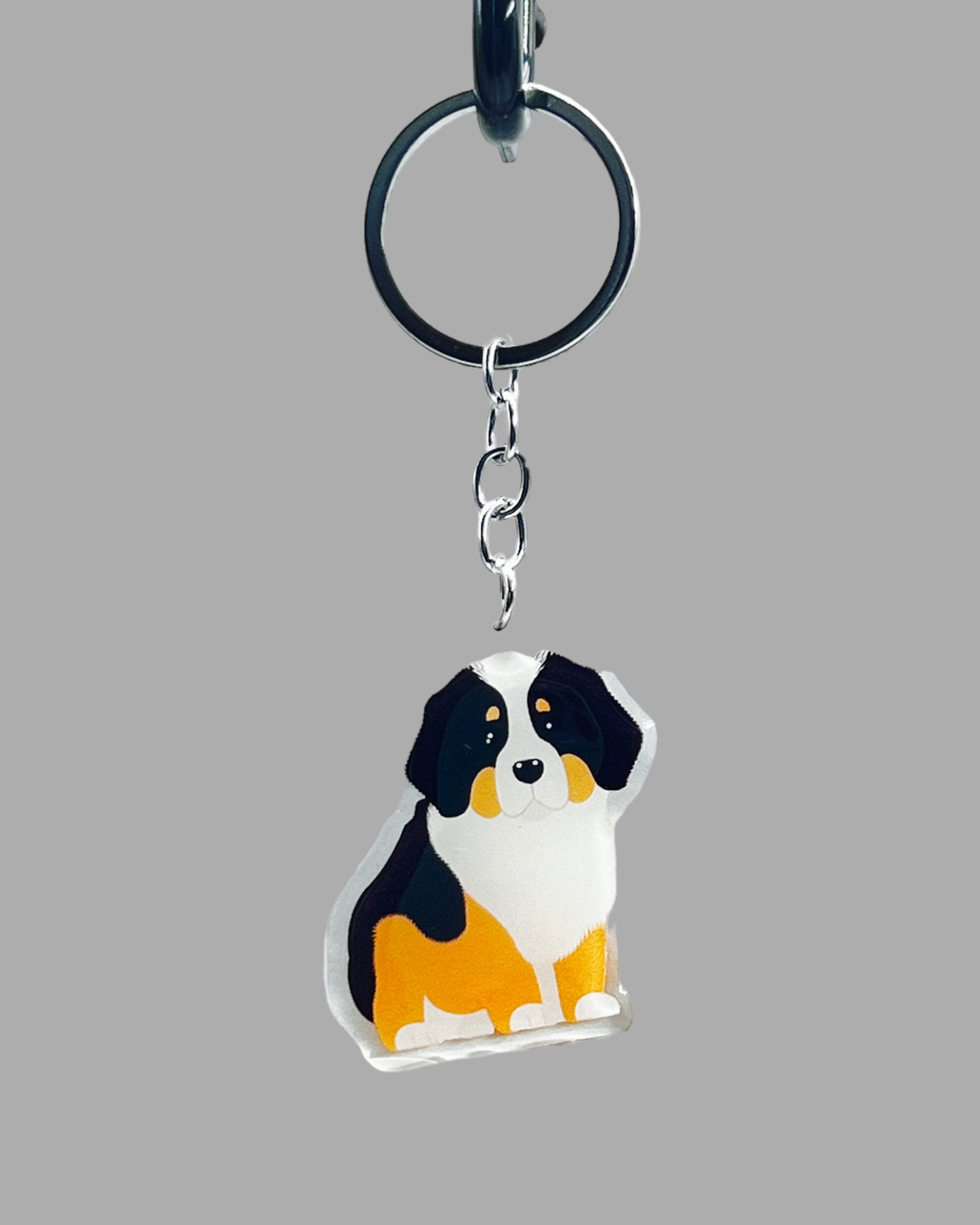 Bernese Mountain Dog Acrylic keychain, Cute kawaii memorial ornament, pet portrait charm gift  backpack fob, dad car décor, first day of school