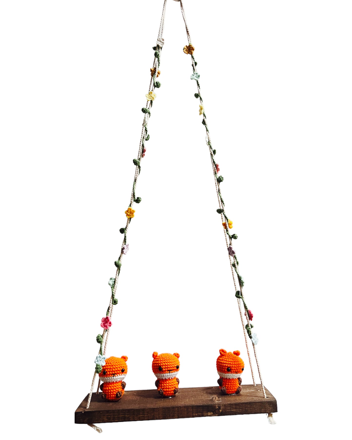 Foxes on a swing  Hanging Wall Shelf