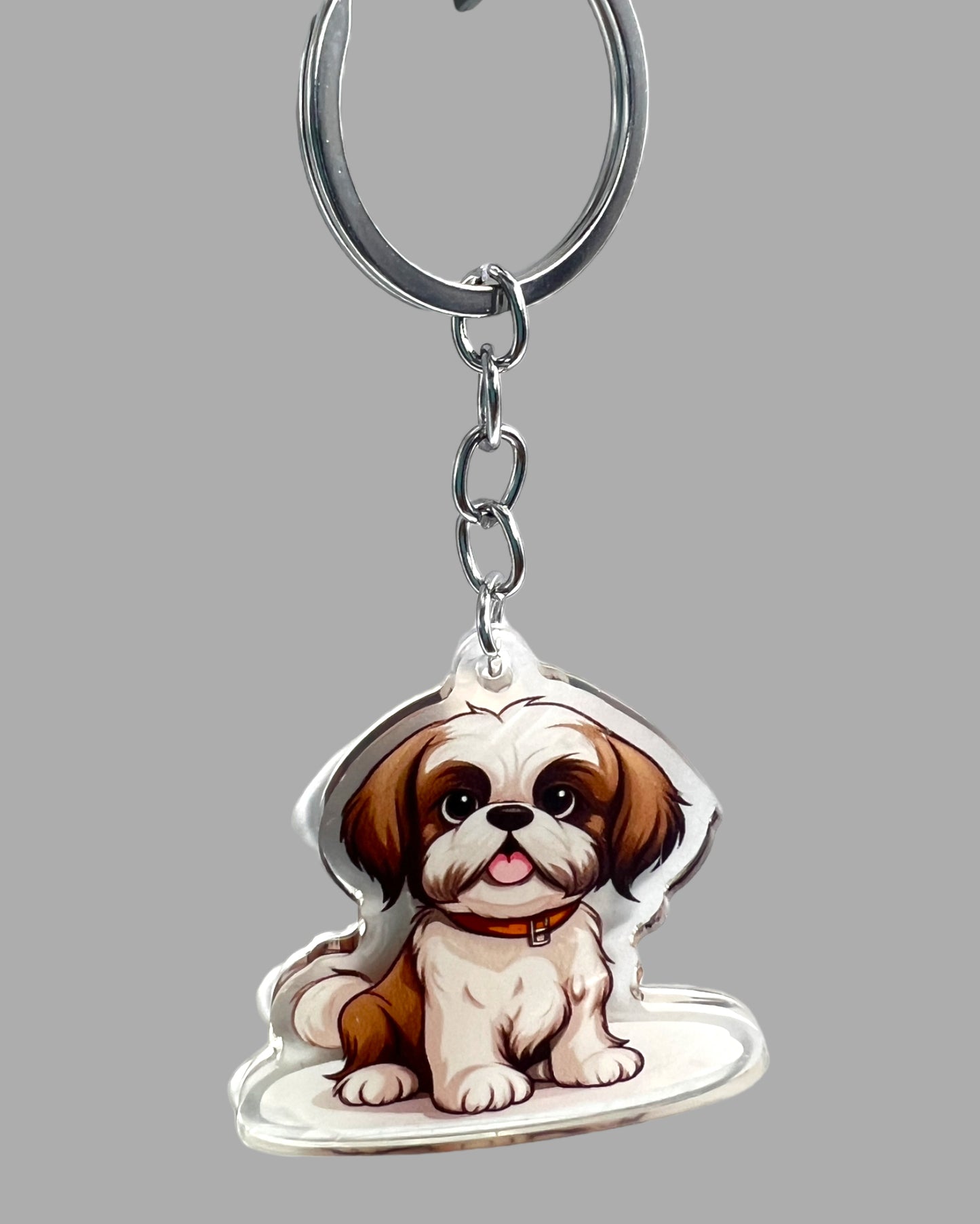 Shih Tzu Dog Acrylic Keychain, Cute kawaii memorial ornament, pet portrait charm gift, backpack fob, dad car décor, dog mom gift