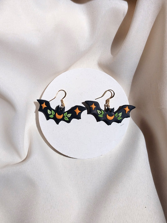 Celestial moon polymer clay earrings, halloween spooky witch wican Handmade Dainty  dangle cute minimalist earrings, birthday gift for best friend