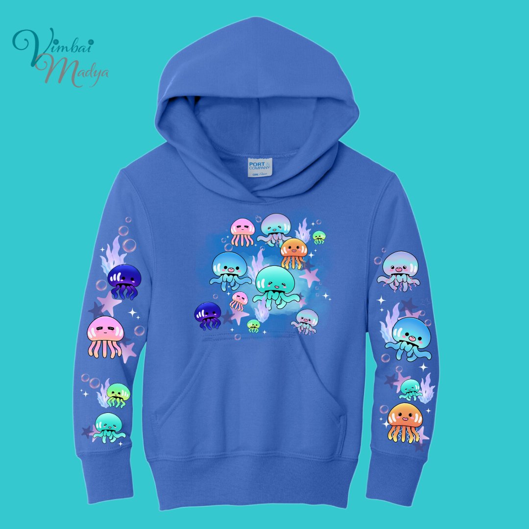 Youth Jellyfish Sweatshirt Unisex Clothing Kawaii Hoodie : Ocean, fish, beach  and Best Friend Gift . Fall Winter Essential . Gift for her