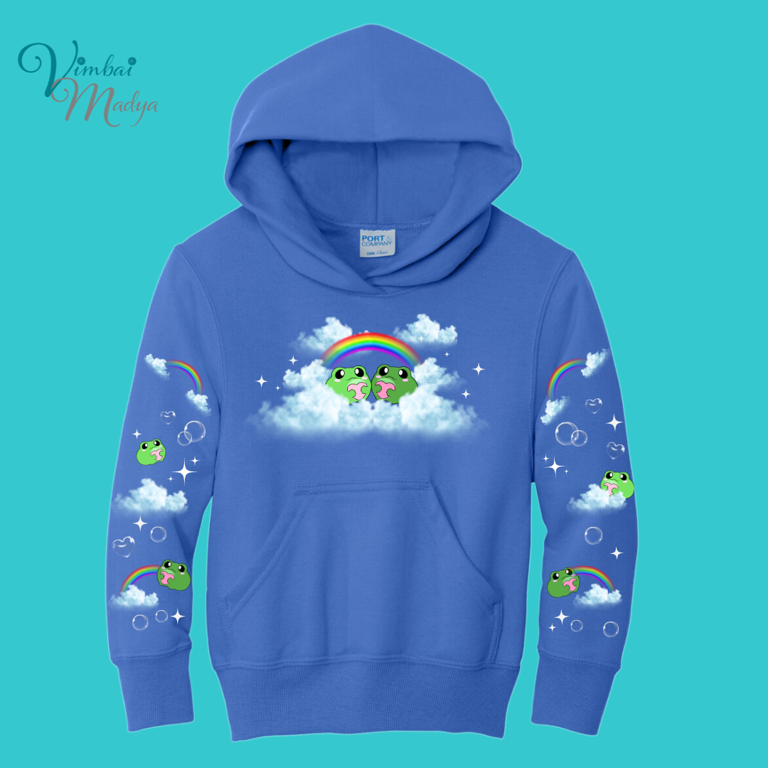 Youth Kawaii Frog  Sweater Hoodie  : Perfect Mother's Day Gift & Fall Winter Essential  .  Trendy, Unisex Style for Your Best Friend's Wardrobe