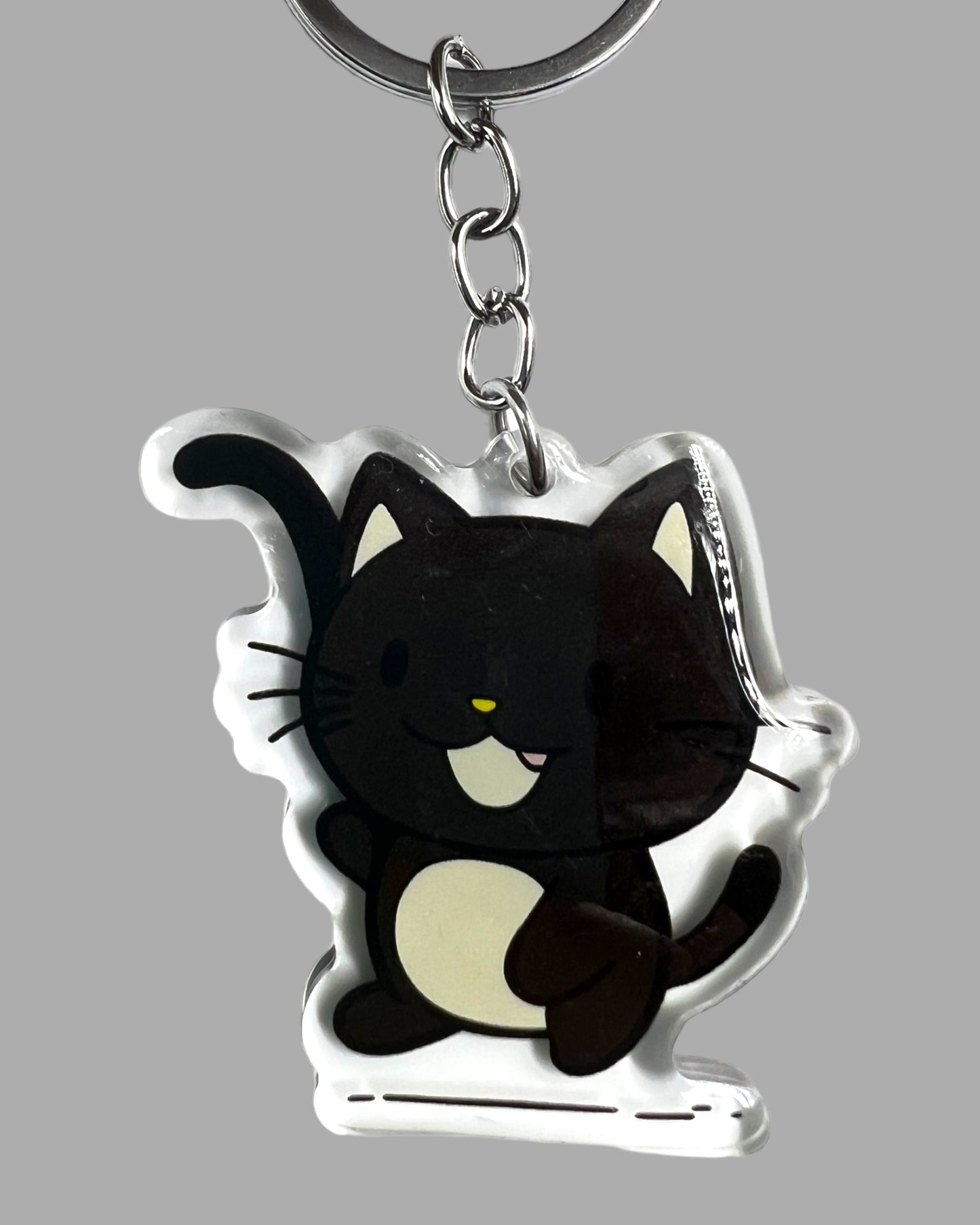 Smiling munchkin short legged kawaii Cat Acrylic Keychain