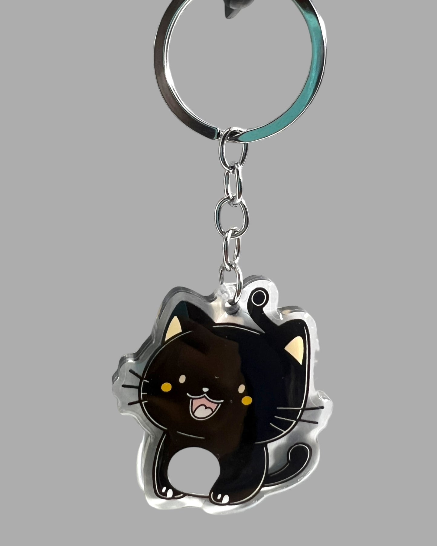 American Short Hair Cat Acrylic Keychain Cute kawaii animal memorial ornament, pet portrait charm gift  backpack photo fob or dad car décor