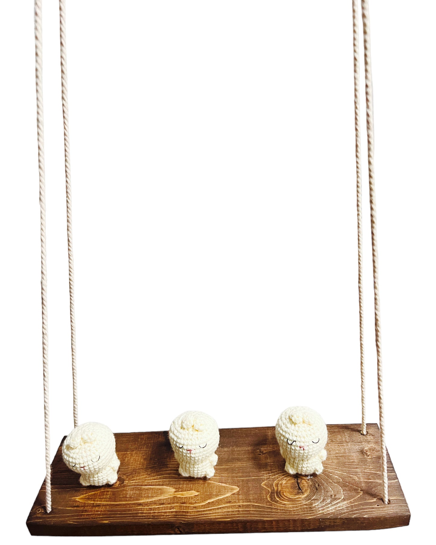 Bunnies on a swing  Hanging Wall Shelf