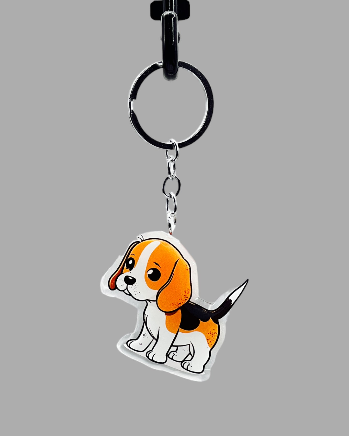 Beagle Dog Acrylic keychain, Cute kawaii animal memorial ornament, pet portrait charm gift  backpack photo fob or dad car décor