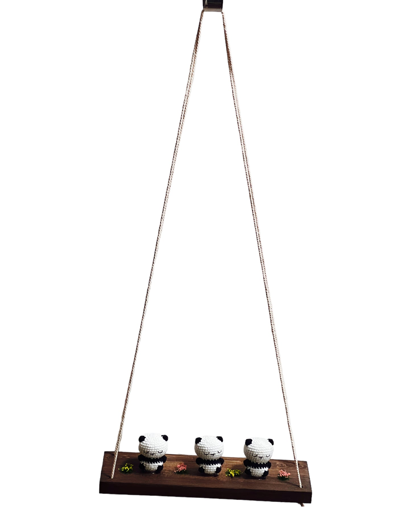 Panda on a swing  Hanging Wall Shelf