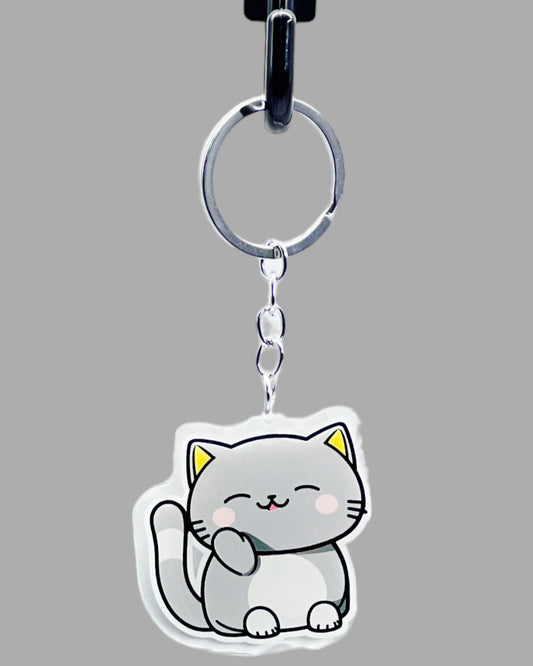 Chartreux Cat Acrylic keychain, Cute kawaii memorial ornament, pet portrait charm gift  backpack fob, dad car décor, first day of school gift