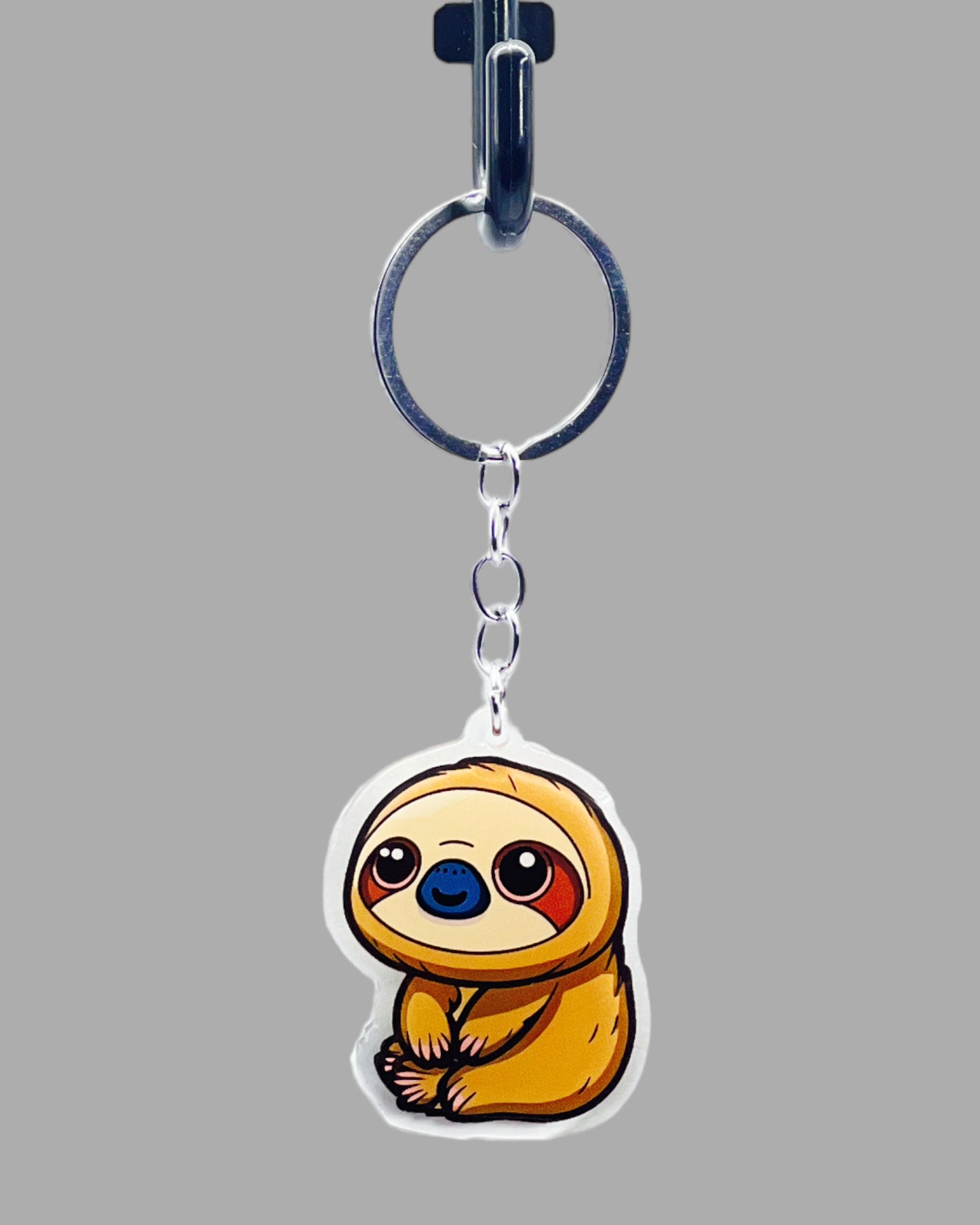 Sloth Acrylic keychain, Wildlife Cute kawaii memorial ornament, pet portrait charm, backpack fob, dad car décor, stocking stuffer, birthday gift