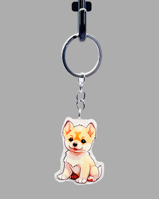 Shiba Inu Dog Acrylic keychain, Cute kawaii memorial ornament, pet portrait charm gift, backpack fob, dad car décor, dog mom gift