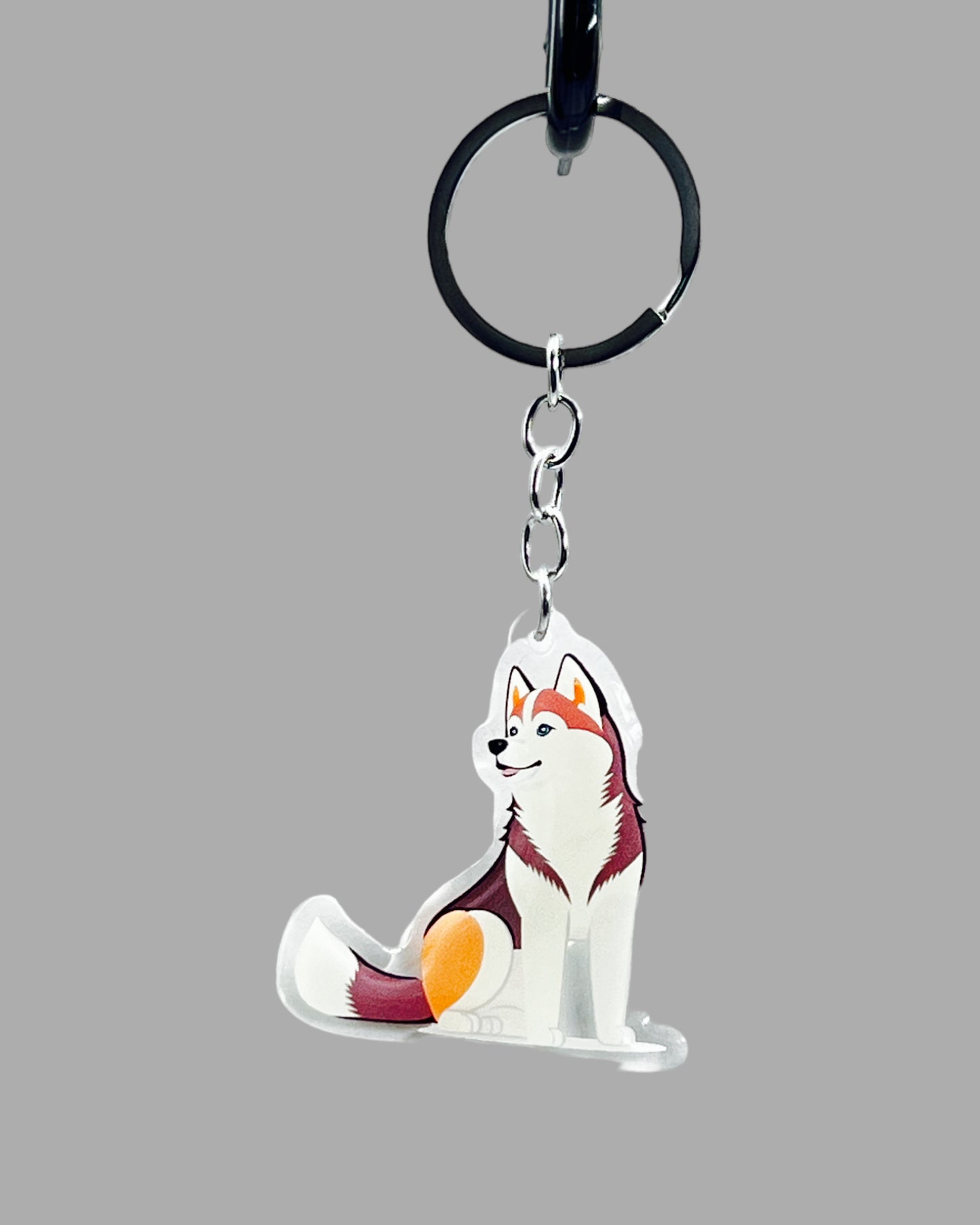 Husky Dog Acrylic Keychain, Cute kawaii memorial ornament, pet portrait charm gift, backpack fob, dad car décor, dog mom gift