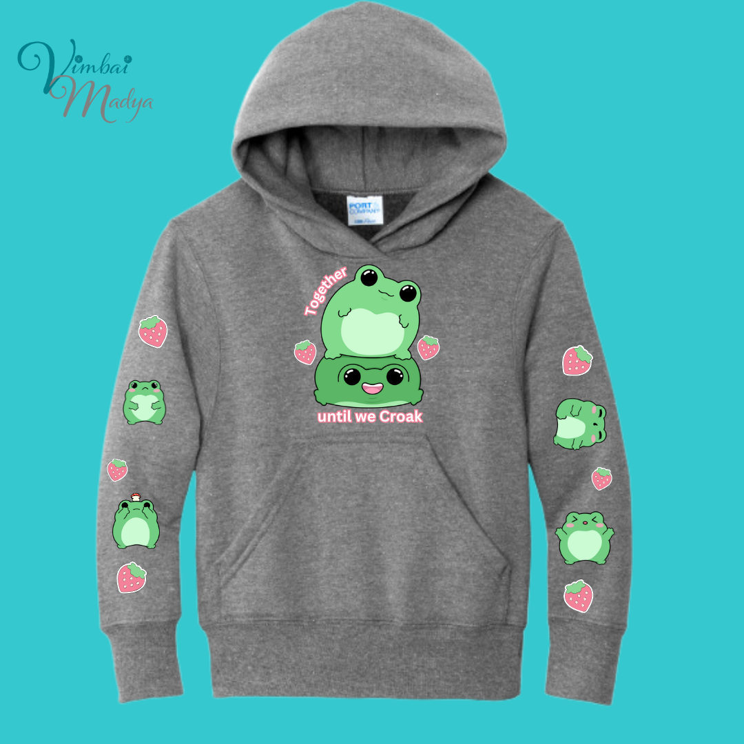 Youth Kawaii Frog  Sweater Hoodie  : Perfect Birthday Gift & Fall Winter Essential  .  Trendy, Unisex Style for Your Best Friend's Wardrobe