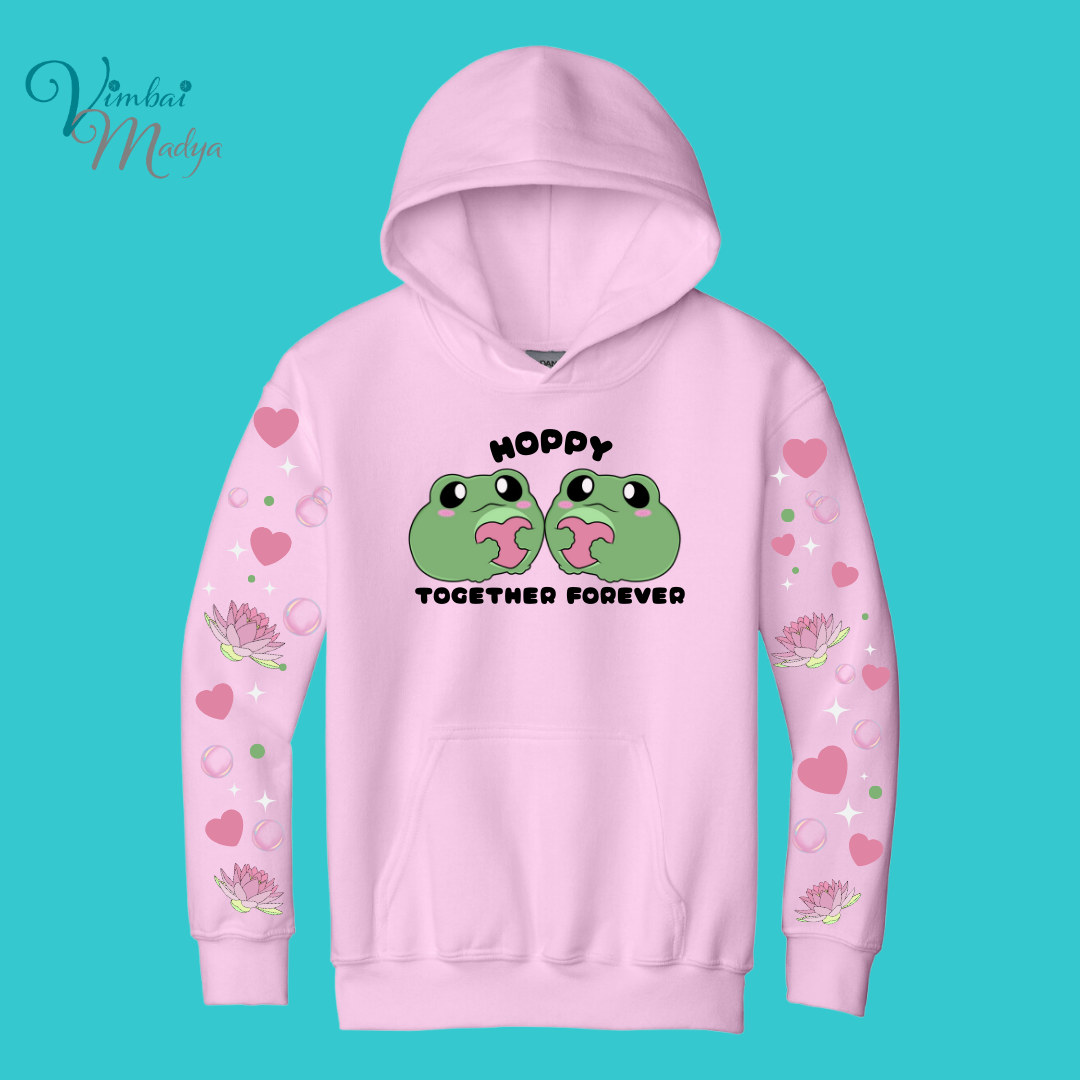 Youth Frog Sweatshirt Unisex Clothing Kawaii  Hoodie : Valentine Couples and Girlfriend Gift . Fall Winter Essential