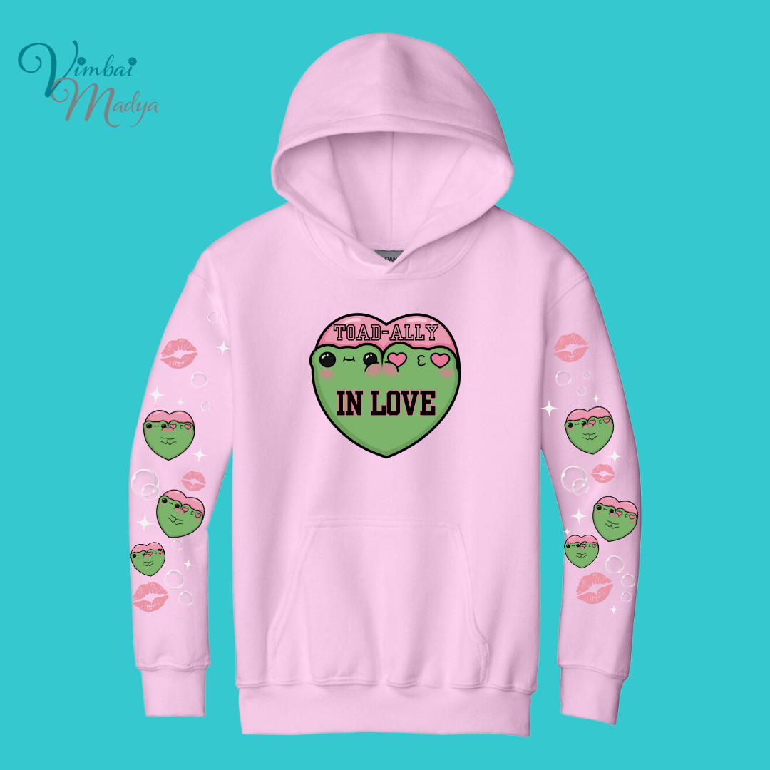 Kawaii Frog  Youth Sweater Hoodie  : Perfect Birthday Gift & Fall Winter Essential  .  Trendy, Unisex Style for Your Best Friend's Wardrobe