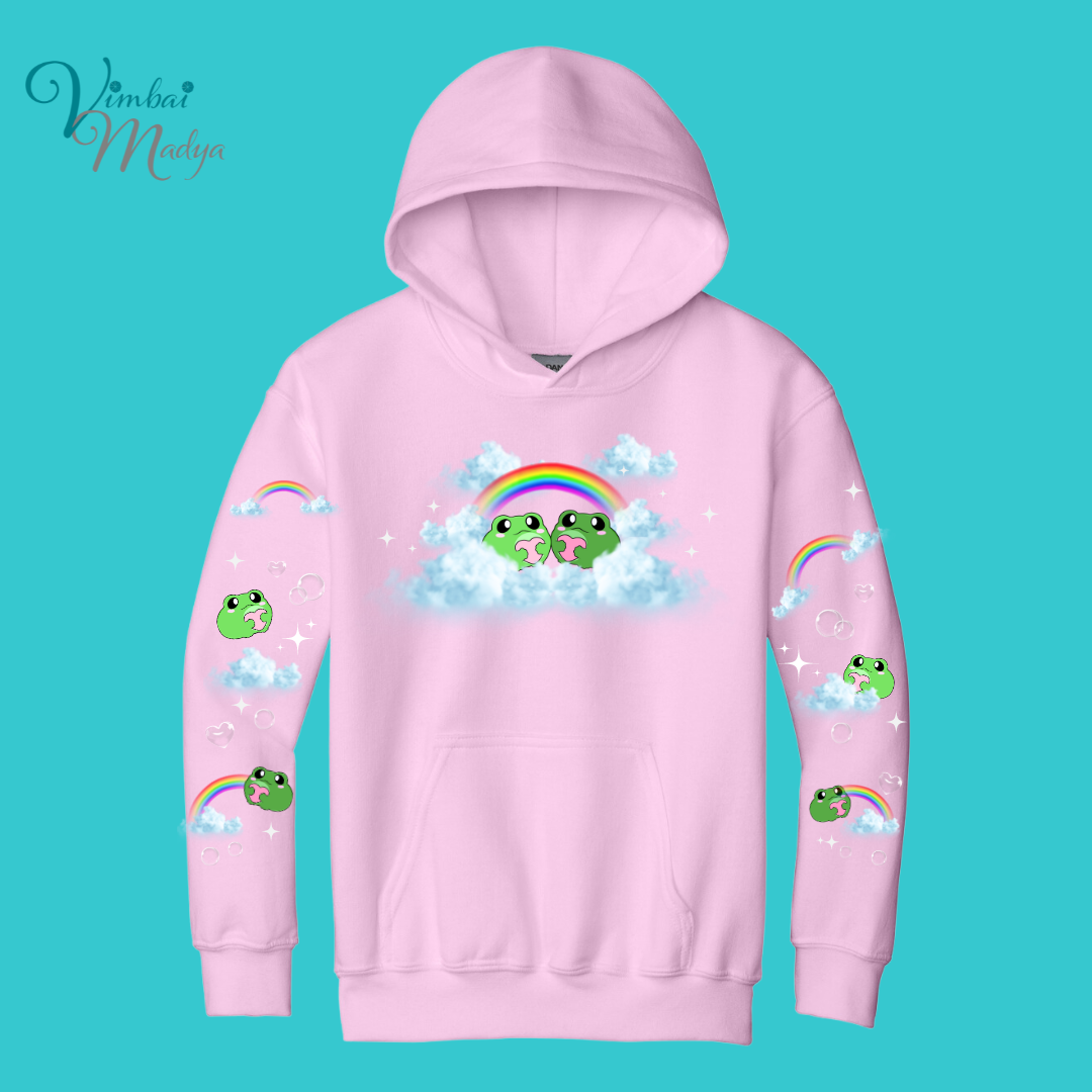 Youth Kawaii Frog  Sweater Hoodie  : Perfect Birthday Gift & Fall Winter Essential  .  Trendy, Unisex Style for Your Best Friend's Wardrobe