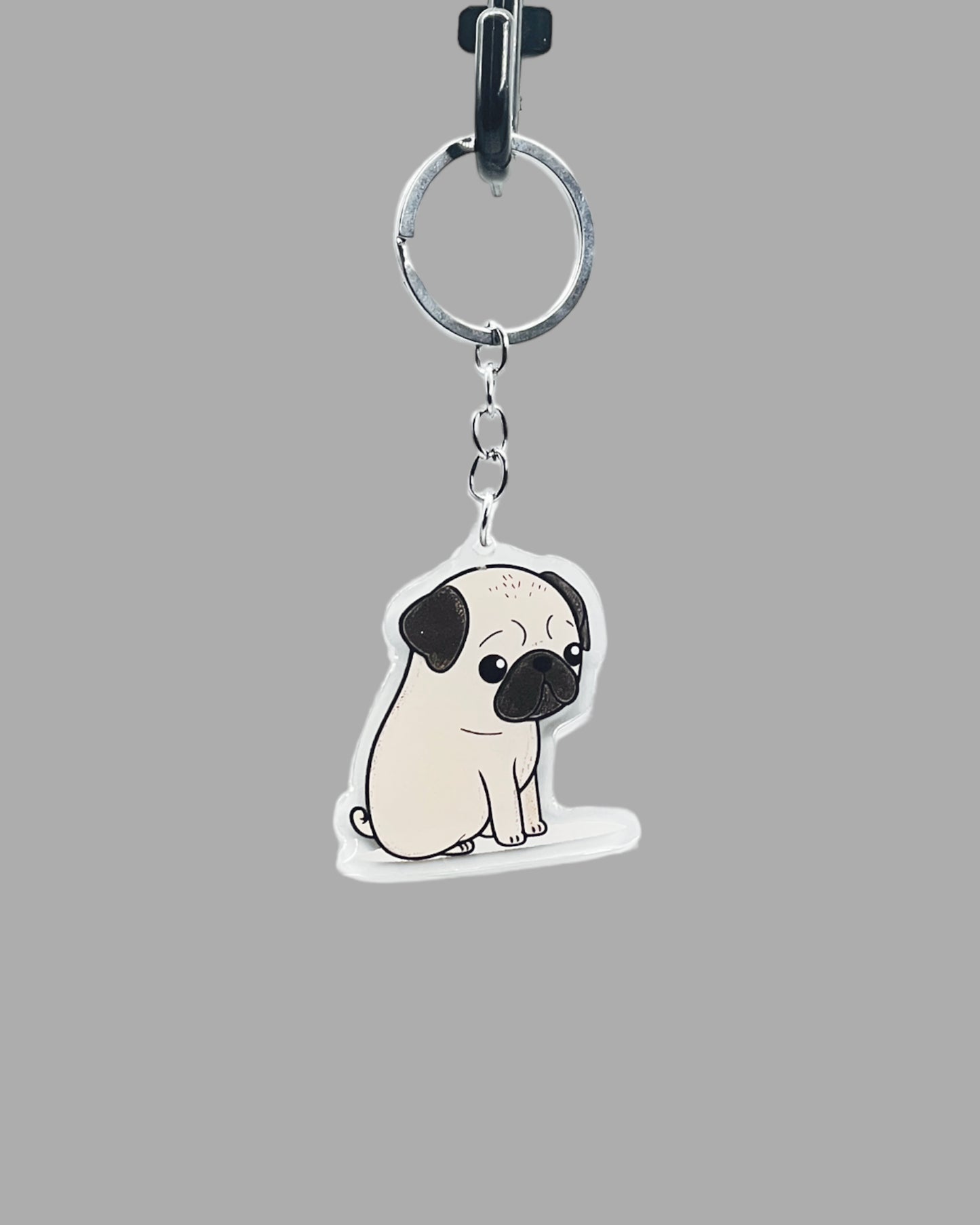 Pug Dog Acrylic keychain, Cute kawaii memorial ornament, pet portrait charm gift, backpack fob, dad car décor, dog mom gift