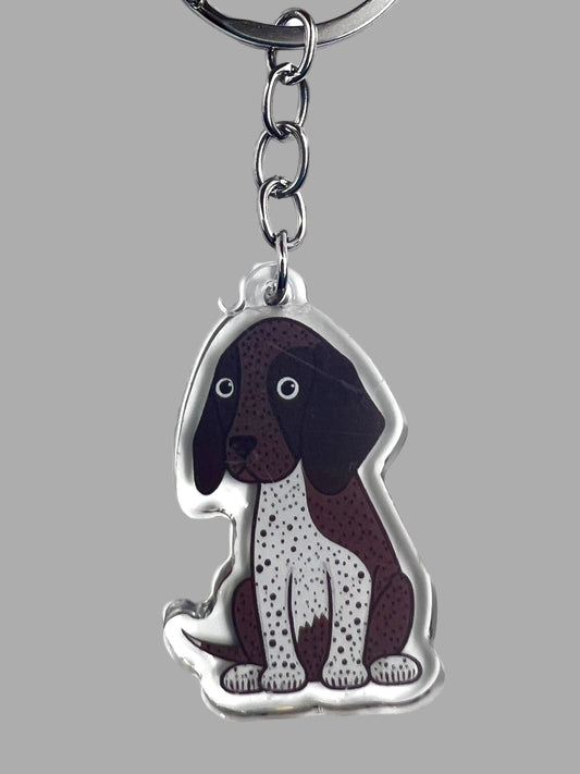 German Shorthaired Pointer Dog Acrylic Keychain, Cute kawaii memorial ornament, pet portrait charm gift backpack fob, dad car décor, dog mom gift