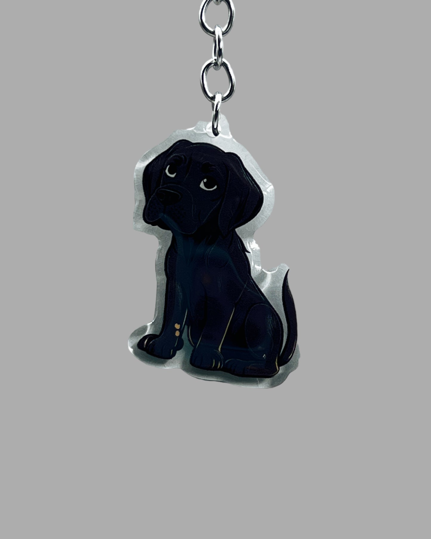 Black Labrador Dog Acrylic keychain, Cute kawaii memorial ornament, pet portrait charm gift  backpack fob, dad car décor, first day of school