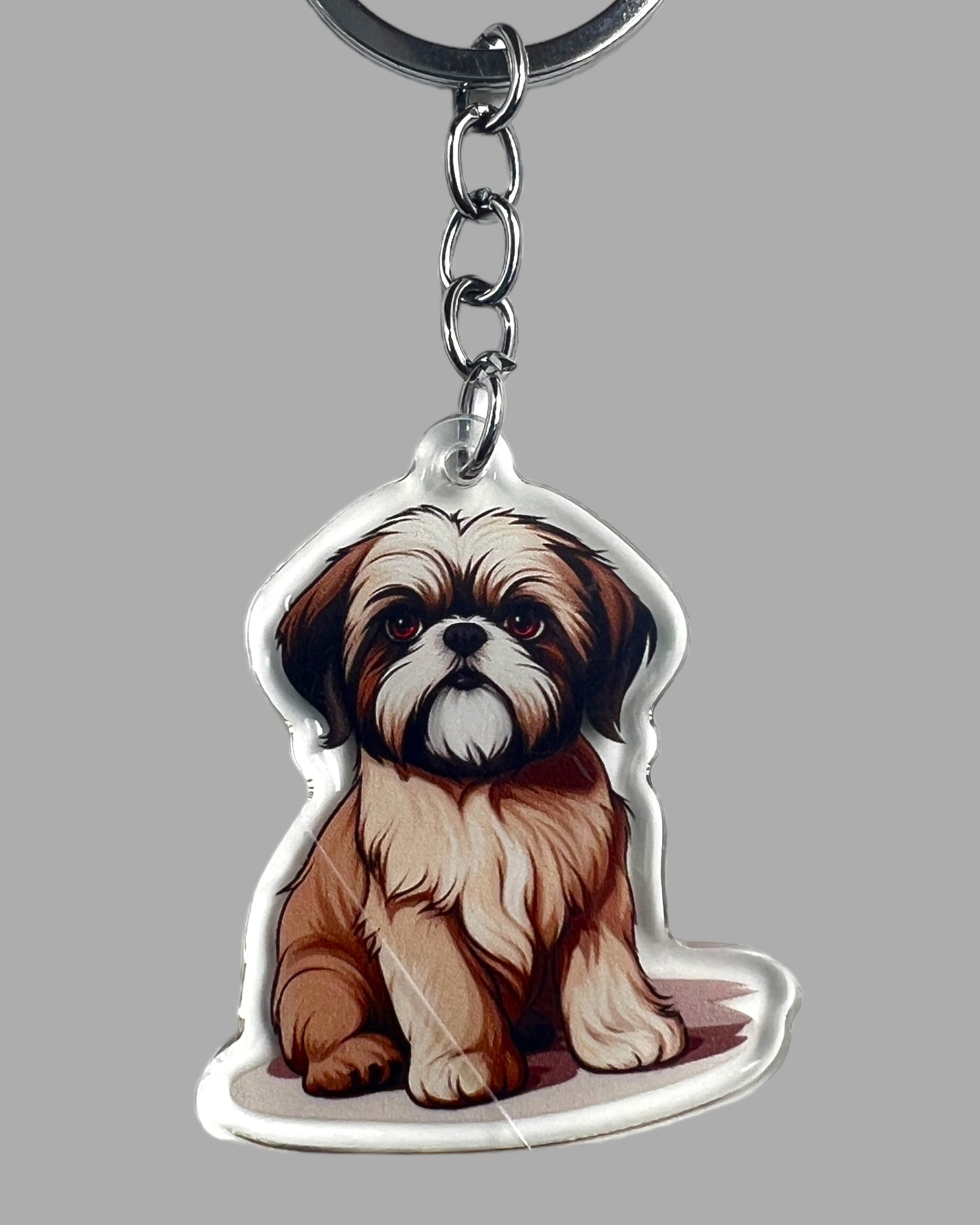 Shih Tzu Dog Acrylic Keychain, Cute kawaii memorial ornament, pet portrait charm gift, backpack fob, dad car décor, dog mom gift