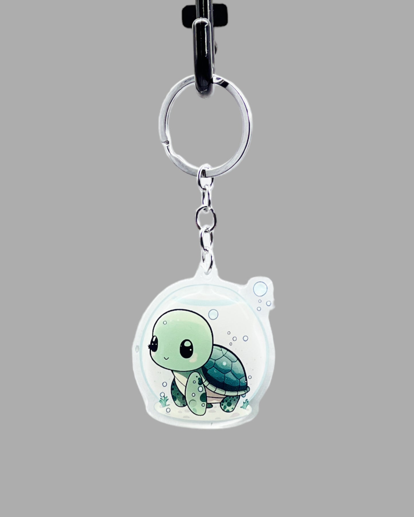 Turtle Acrylic keychain, Wildlife Cute kawaii memorial ornament, pet portrait charm, backpack fob, dad car décor, stocking stuffer