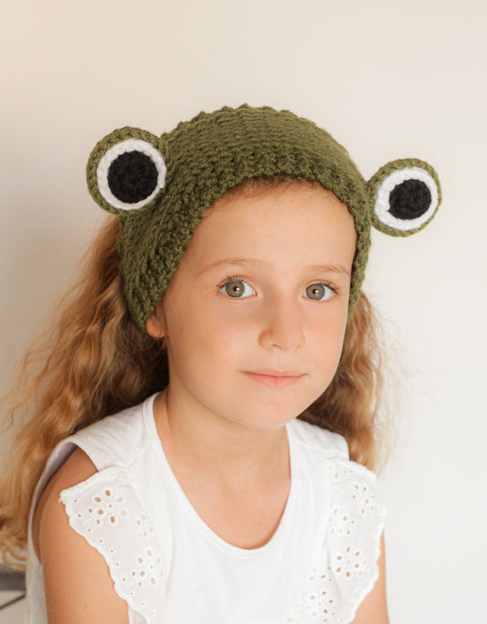 Frog Ears Crochet Head band, Hair band for girls, Cute girl hair accessories, Funny Frog Earmuffs with Ears, Adorable Frog Earmuffs, Crochet Knitted Ear Muffs, Outdoors Eye Frog Cap for Ear Warm, Earmuf