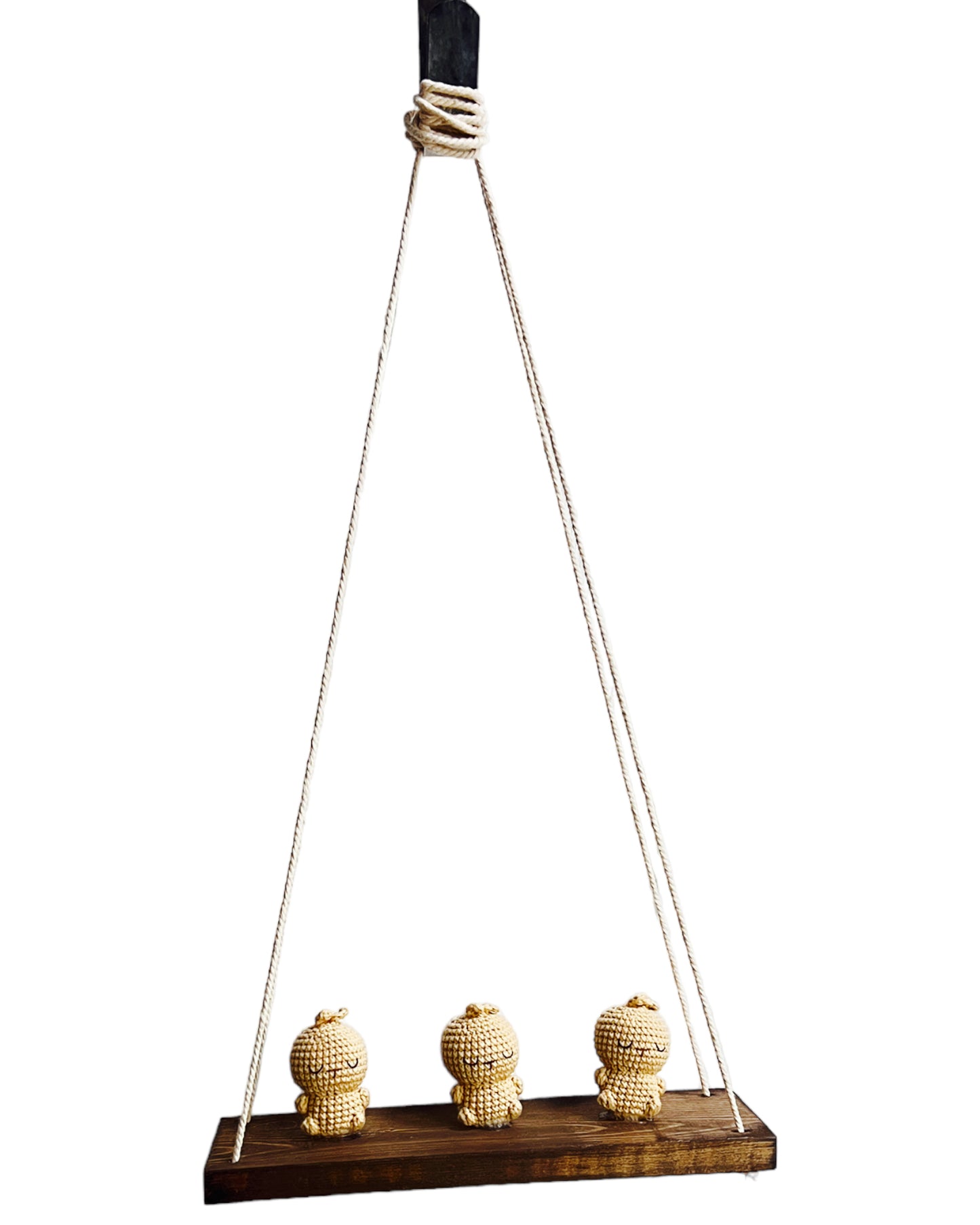 Bunnies on a swing  Hanging Wall Shelf