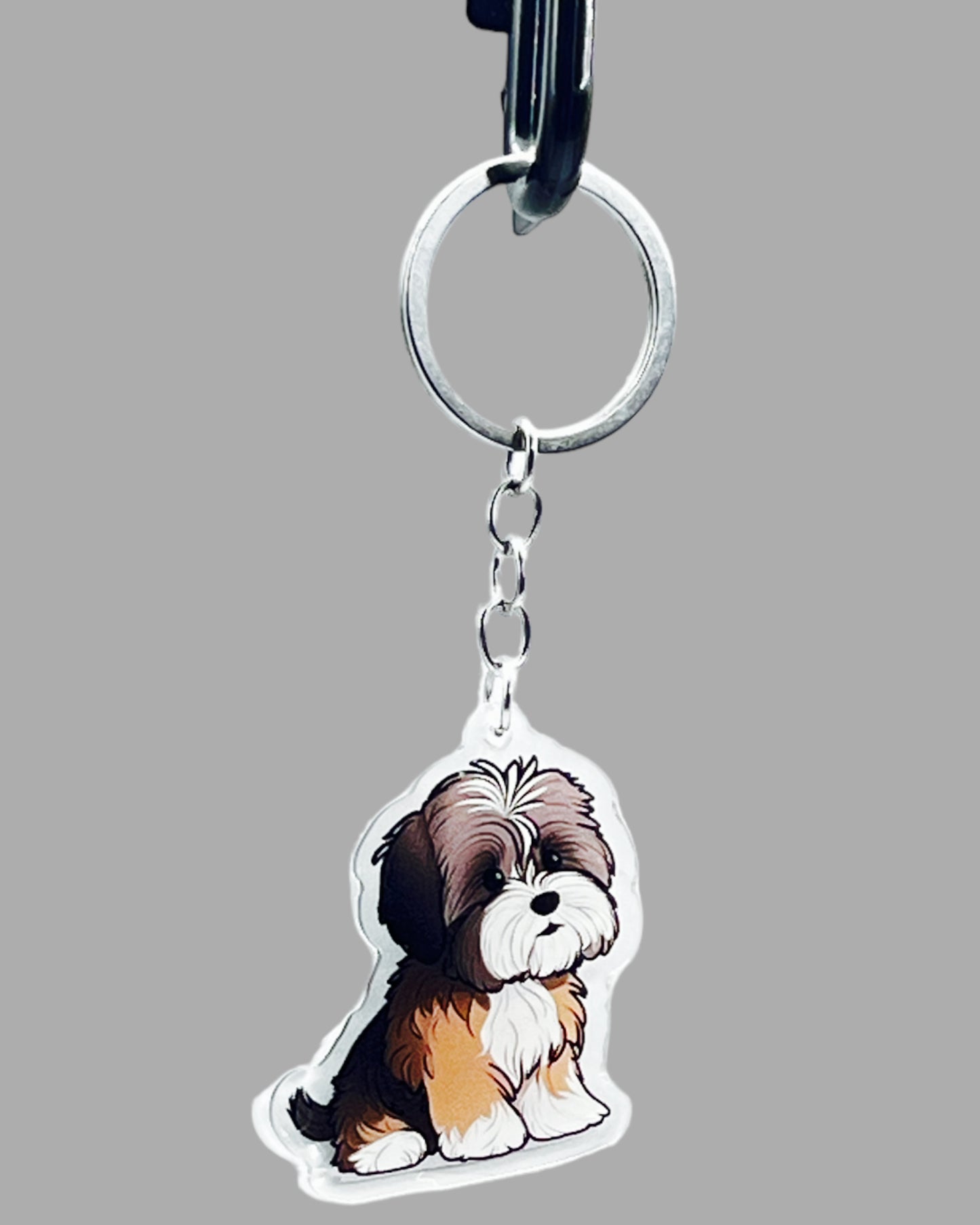 Shih Tzu Dog Acrylic Keychain, Cute kawaii memorial ornament, pet portrait charm gift, backpack fob, dad car décor, dog mom gift