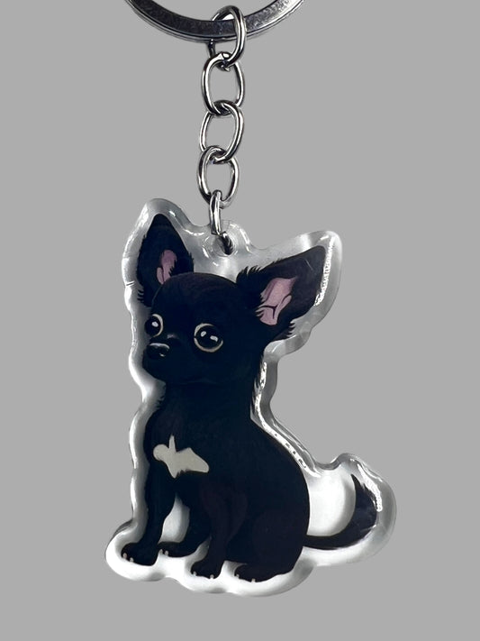 Chihuahua Acrylic Keychain Cute kawaii memorial ornament, pet portrait charm gift  backpack fob, dad car décor, dog mom