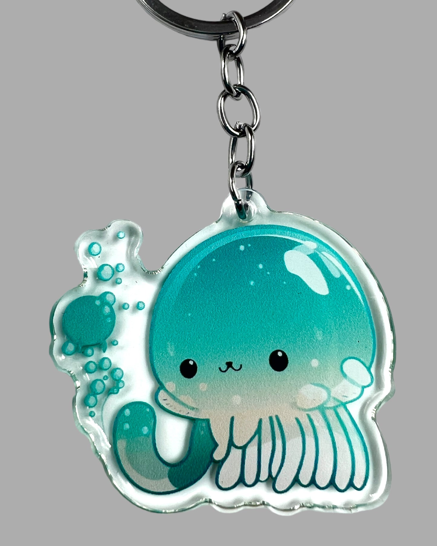 Jellyfish Acrylic Keychain, Wildlife Cute kawaii memorial ornament, pet portrait charm gift  backpack fob, dad car décor, first day of school gift