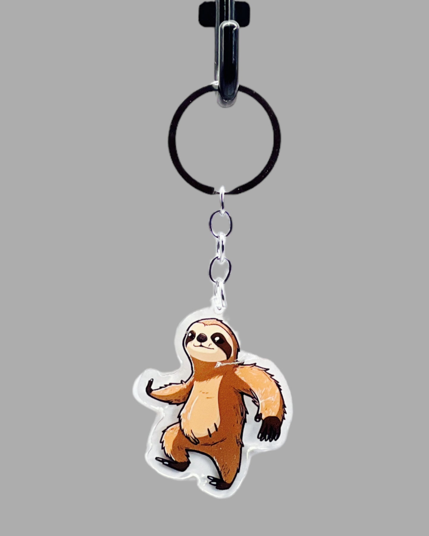 Sloth Acrylic keychain, Wildlife Cute kawaii memorial ornament, pet portrait charm, backpack fob, dad car décor, stocking stuffer, birthday gift