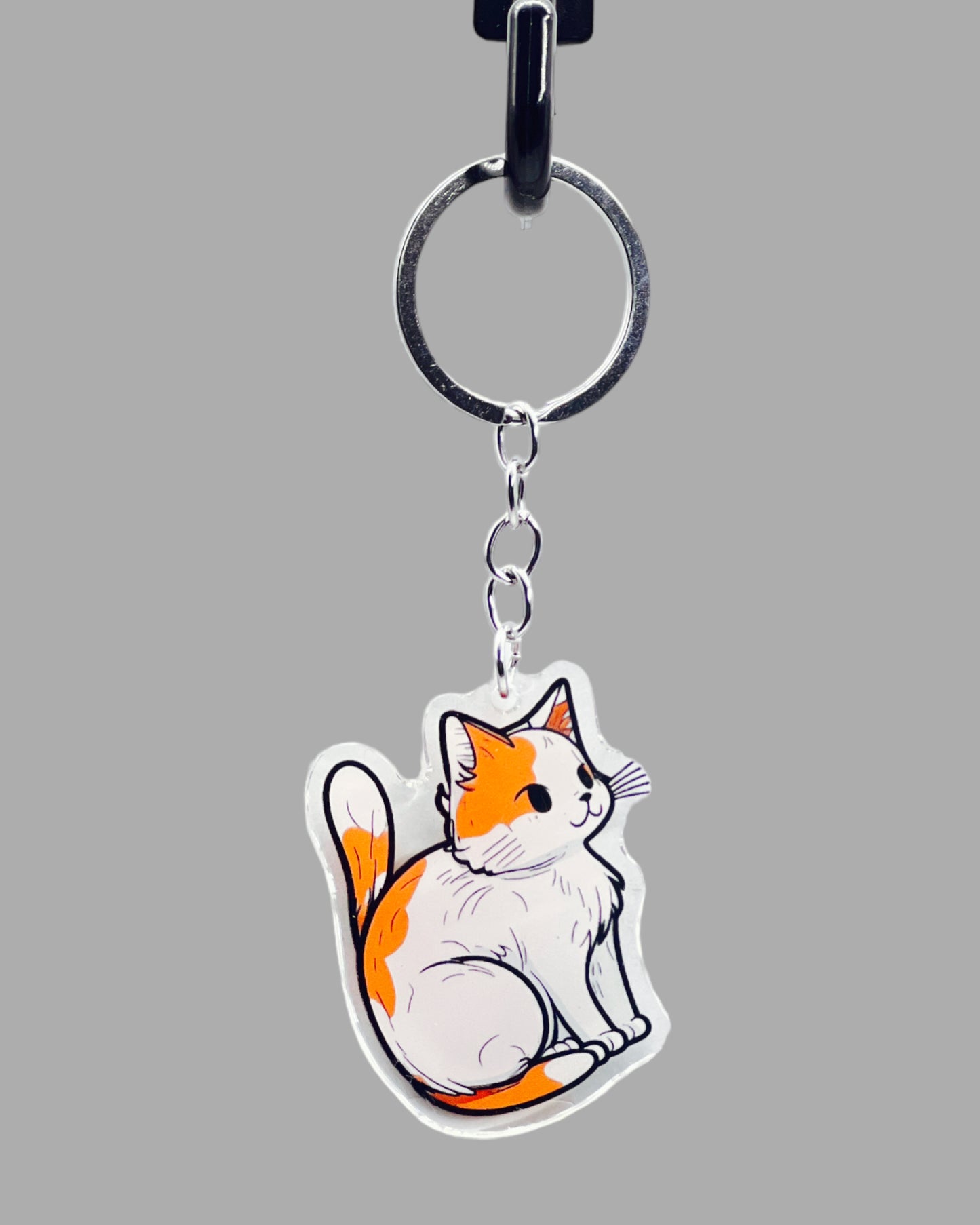 Cymric Cat Acrylic keychain, Cute kawaii memorial ornament, pet portrait charm gift  backpack fob, dad car décor, first day of school gift