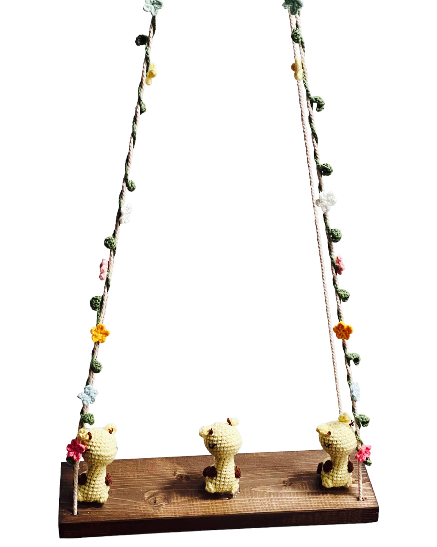 Giraffes on a swing  Hanging Wall Shelf