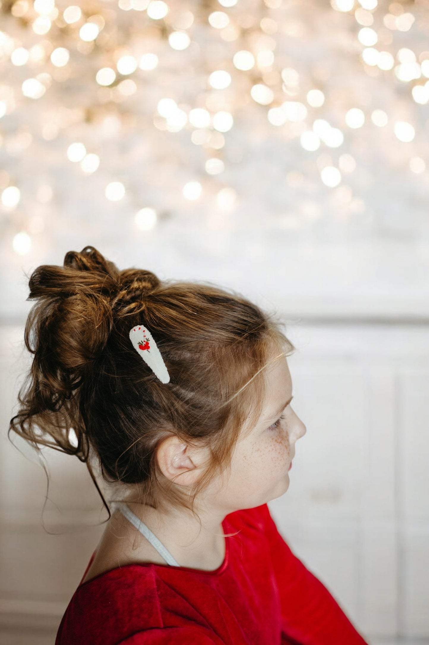 Christmas Crochet Trim Snap Hair Clips, Hair barrettes for kids