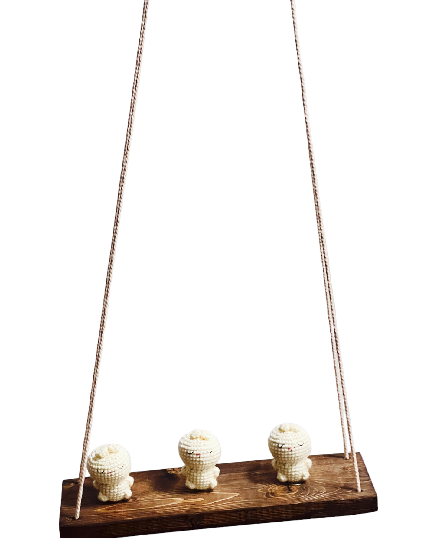 Bunnies on a swing  Hanging Wall Shelf