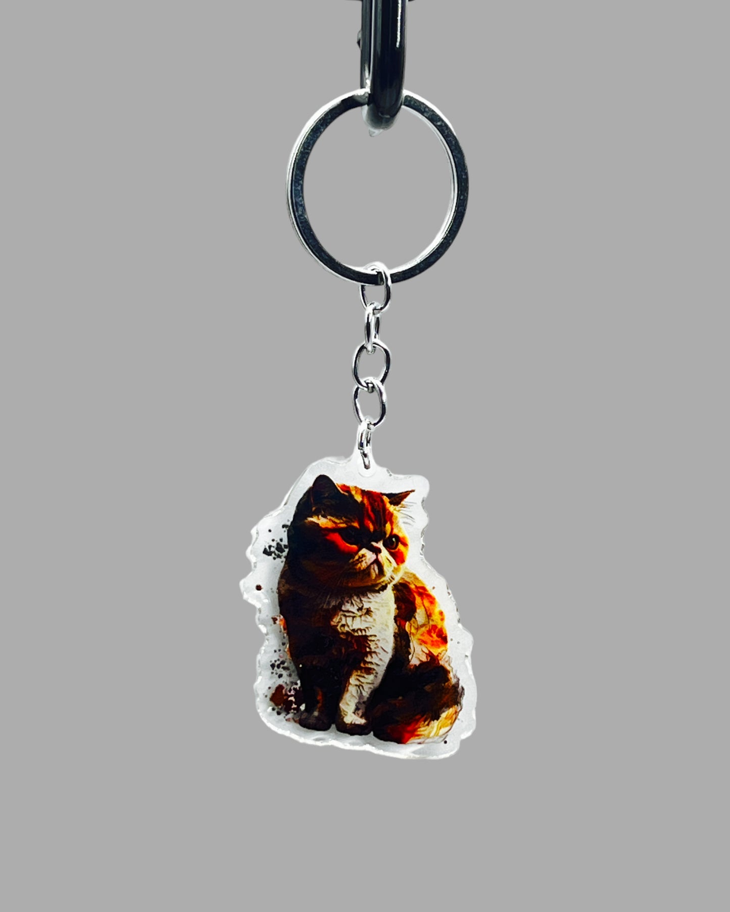 Orange Persian Cat Acrylic Keychain, Cute kawaii memorial ornament, pet portrait charm gift backpack fob, dad car décor, first day of school gift