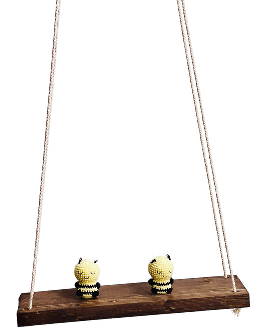 Bees on a swing  Hanging Wall Shelf