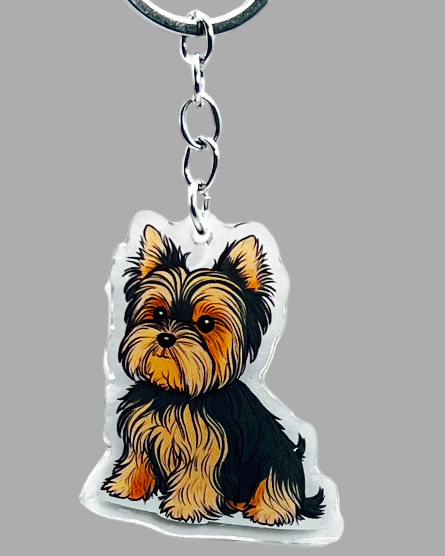 Yorkshire Terrier Dog Acrylic Keychain, Cute kawaii memorial ornament, pet portrait charm gift, backpack photo fob, dad car décor, dog mom gift