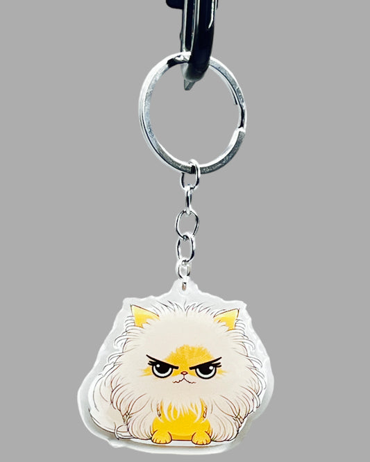 Persian Cat Acrylic Keychain, Cute kawaii memorial ornament, pet portrait charm, backpack fob, dad car décor, stocking stuffer, birthday gift