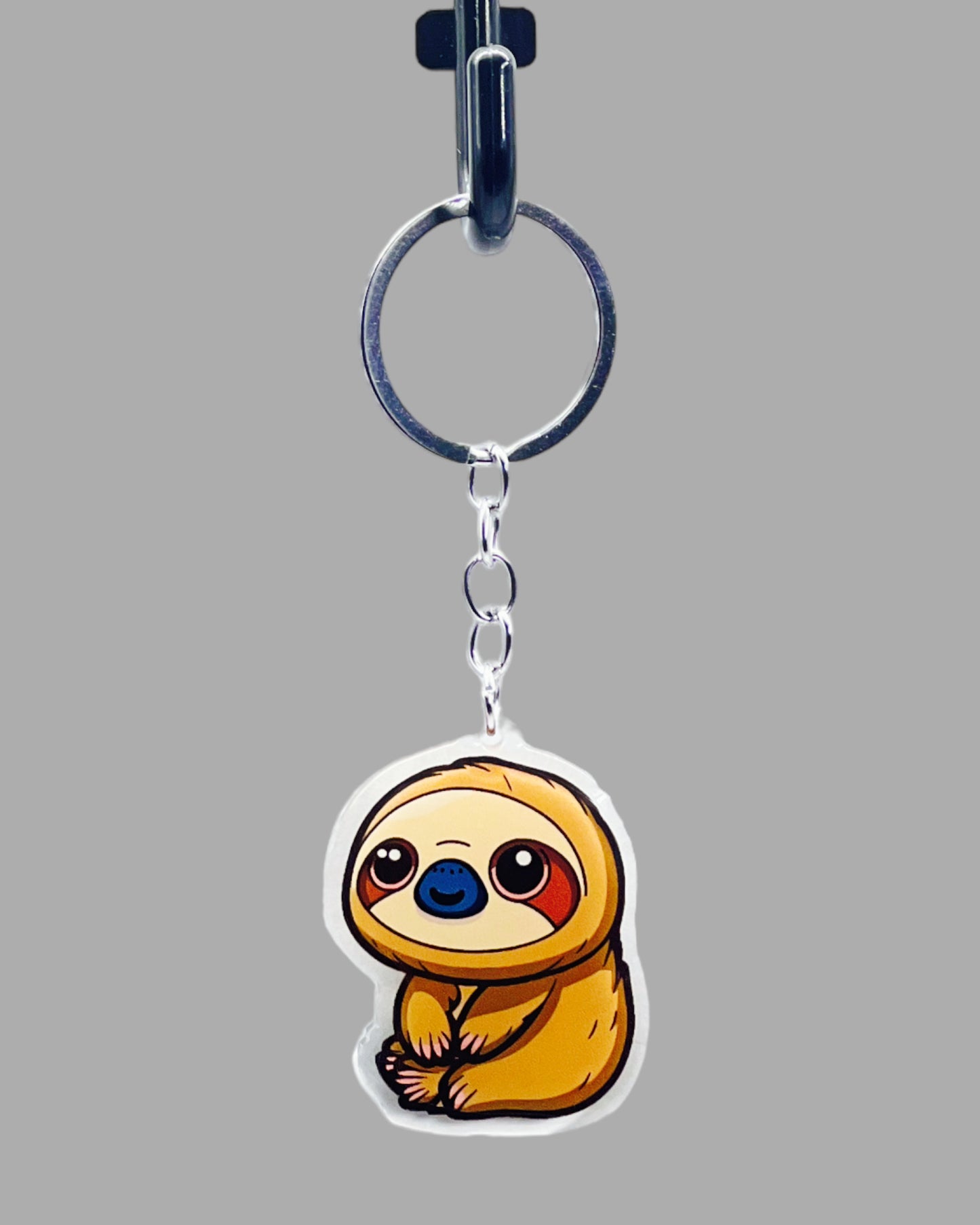 Sloth Acrylic keychain, Wildlife Cute kawaii memorial ornament, pet portrait charm, backpack fob, dad car décor, stocking stuffer, birthday gift