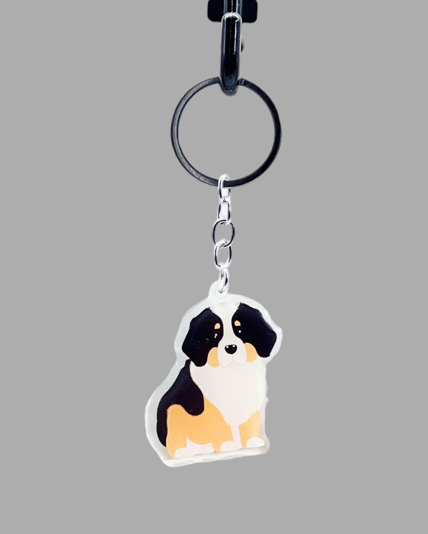 Bernese Mountain Dog Acrylic keychain, Cute kawaii memorial ornament, pet portrait charm gift  backpack fob, dad car décor, first day of school