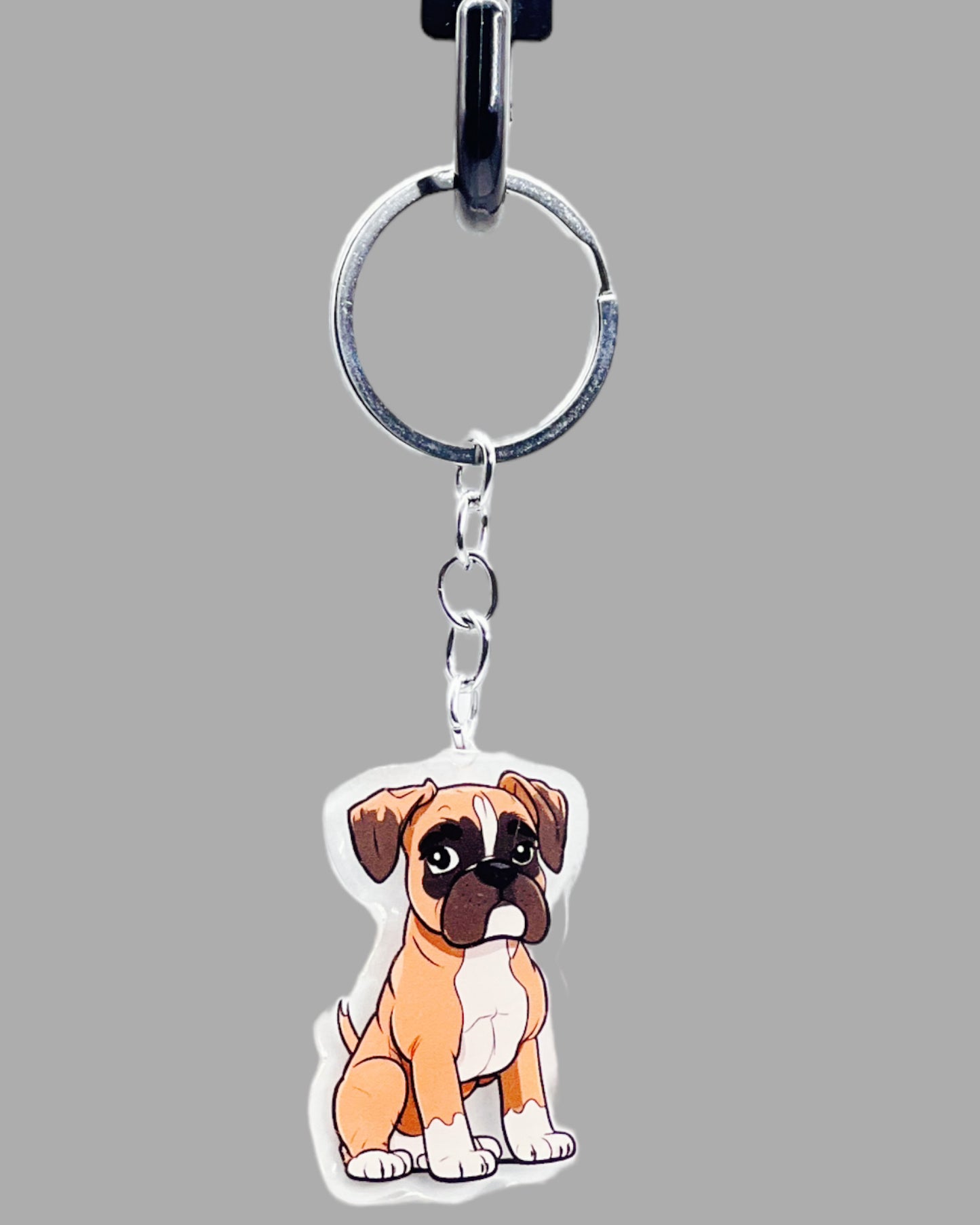 Boxer Dog Acrylic keychain, Cute kawaii memorial ornament, pet portrait charm gift  backpack fob, dad car décor, first day of school