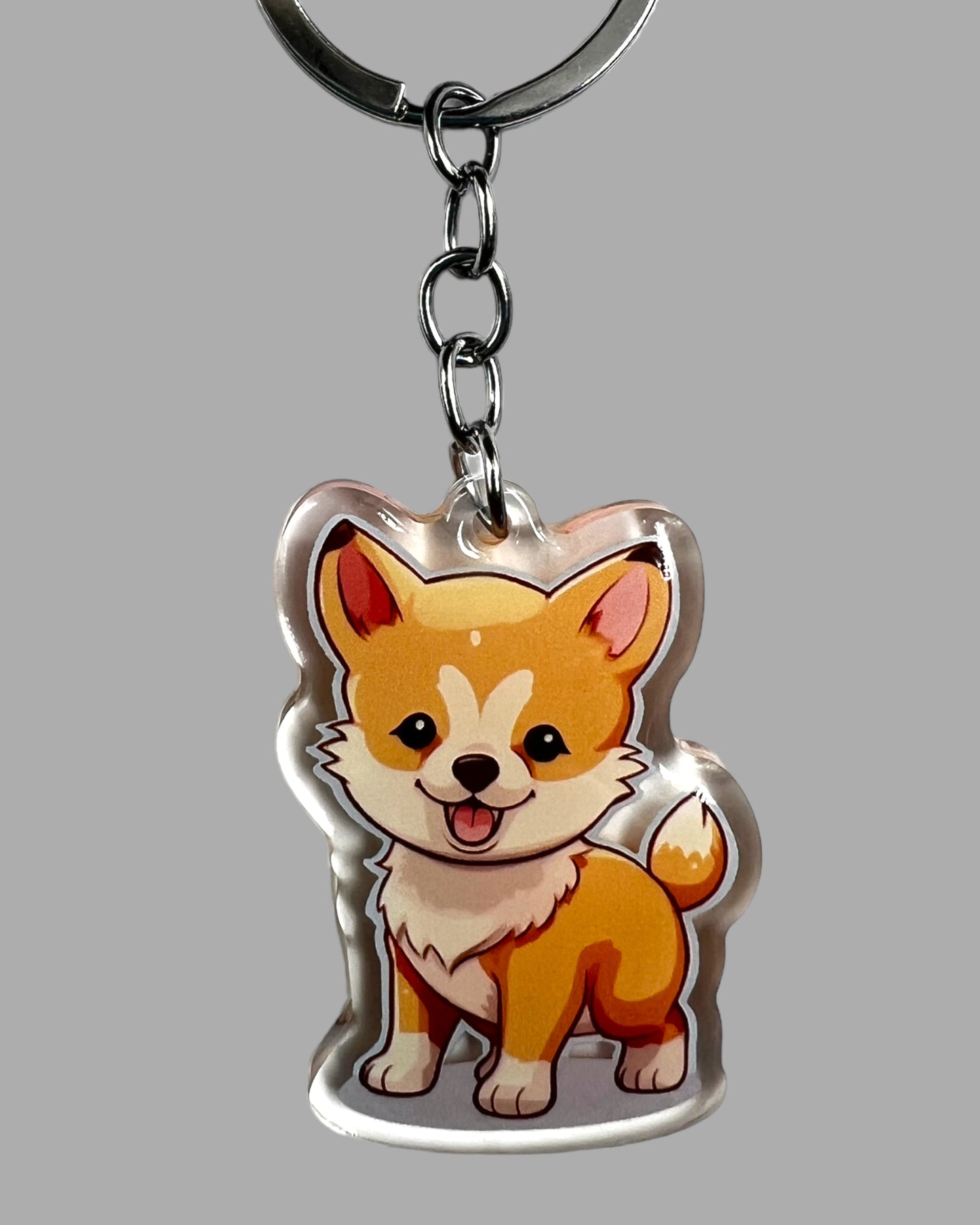 Shiba Inu Dog Acrylic Keychain, Cute kawaii memorial ornament, pet portrait charm gift, backpack fob, dad car décor, dog mom gift