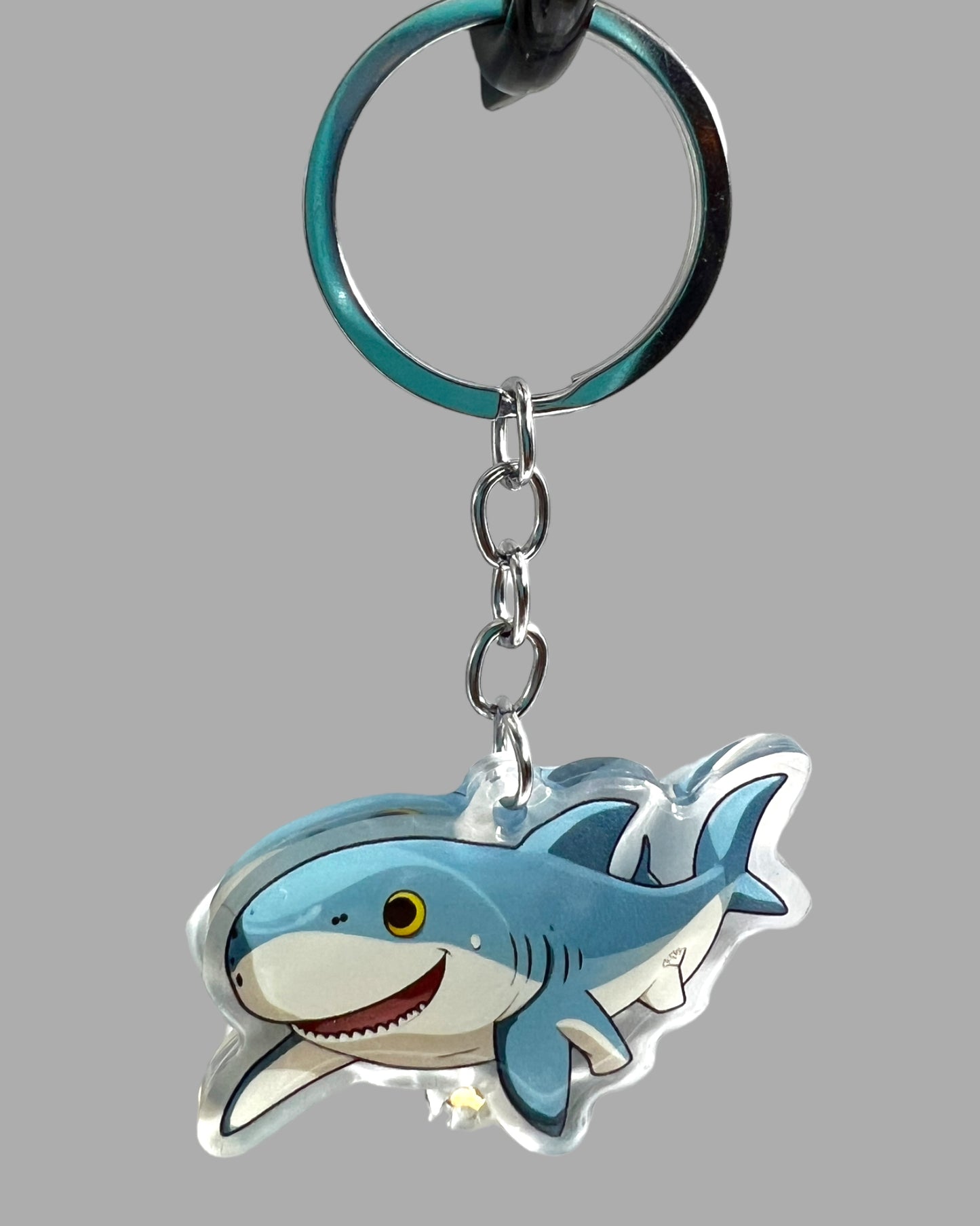 Shark Acrylic Keychain, Wildlife Cute kawaii memorial ornament, pet portrait charm, backpack fob, dad car décor, stocking stuffer, birthday gift