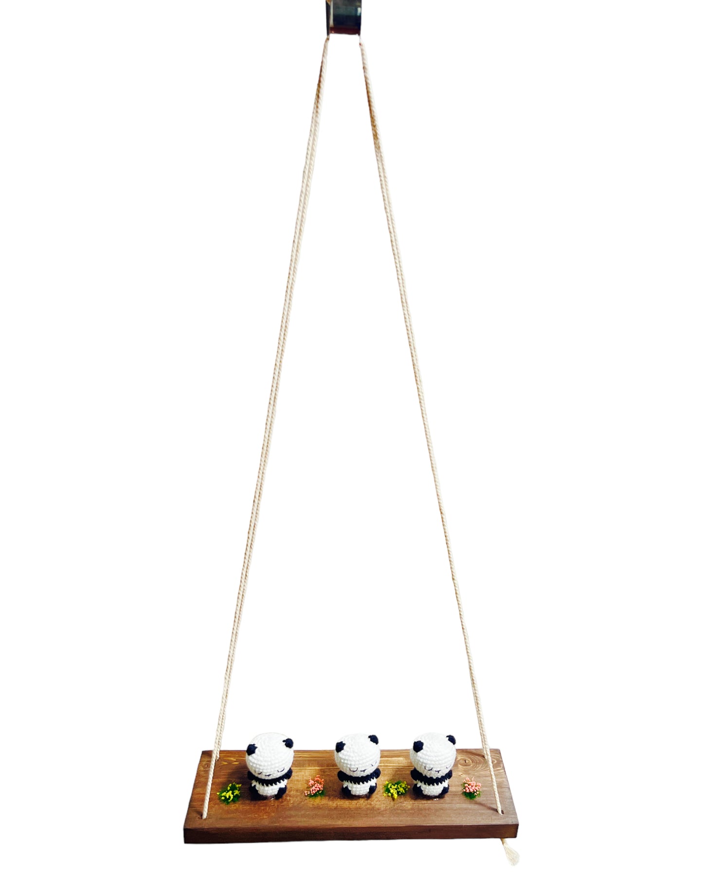 Panda on a swing  Hanging Wall Shelf