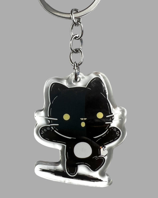 Cartoon style munchkin short legged Cat Acrylic Keychain