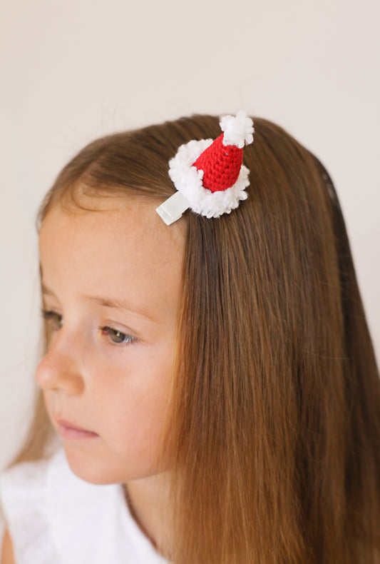 Christmas Crochet Trim Snap Hair Clips, Hair barrettes for kids