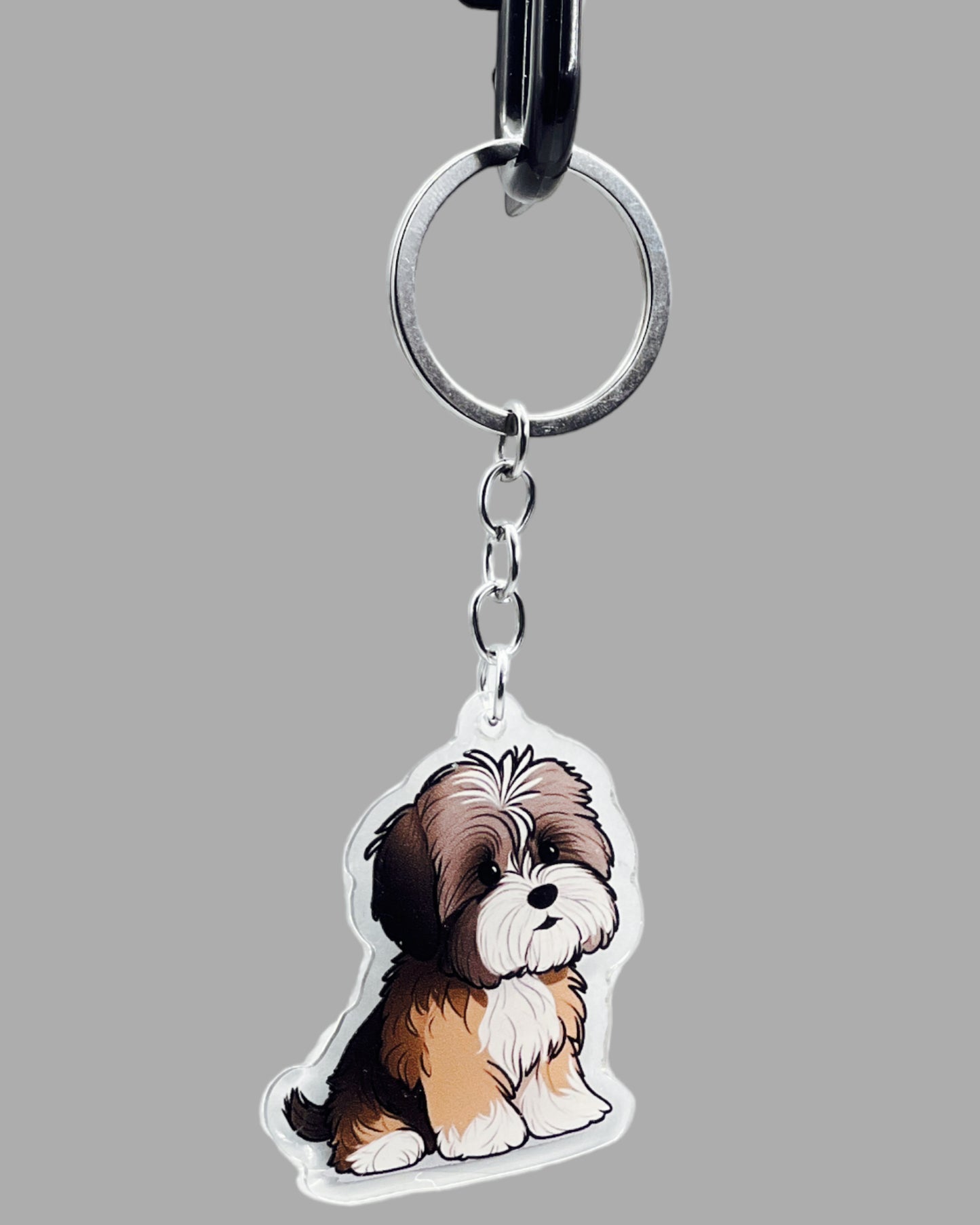 Shih Tzu Dog Acrylic Keychain, Cute kawaii memorial ornament, pet portrait charm gift, backpack fob, dad car décor, dog mom gift